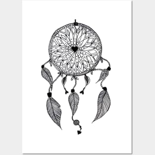 Black and white dream catcher Posters and Art